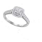 14kt White Gold Princess Diamond Solitaire Bridal Wedding Engagement Ring 1 Cttw Size 6