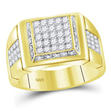 10kt Yellow Gold Mens Princess Diamond Square Cluster Ring 1-3/4 Cttw