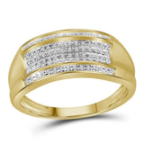 10kt Yellow Gold Mens Round Diamond Pave Band Ring 1/6 Cttw