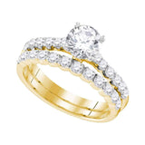 14kt Yellow Gold Round Diamond Bridal Wedding Ring Band Set 2-1/5 Cttw