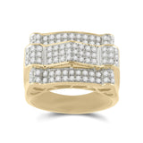 10kt Yellow Gold Mens Round Diamond Arch Cluster Ring 1 Cttw