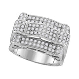 10kt White Gold Mens Round Diamond Symmetrical Arched Cluster Ring 1 Cttw