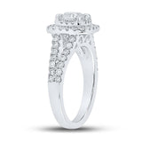 14kt White Gold Cushion Diamond Bridal Wedding Ring Band Set 1 Cttw