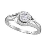 10kt White Gold Princess Round Diamond Cluster Bridal Wedding Engagement Ring 1/5 Cttw