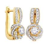 10kt Yellow Gold Womens Round Diamond Swirled Cluster Hoop Earrings 3/4 Cttw