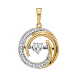 10kt Yellow Gold Womens Round Diamond Circle Moving Twinkle Heart Pendant 1/6 Cttw