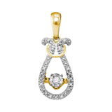 10kt Yellow Gold Womens Round Diamond Moving Twinkle Fashion Pendant 1/20 Cttw