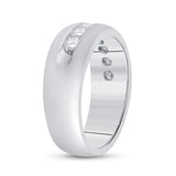 14kt White Gold Mens Round Diamond Wedding Band Ring 1 Cttw