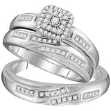 10kt White Gold His Hers Round Diamond Solitaire Matching Wedding Set 1/3 Cttw