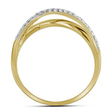 10kt Yellow Gold Womens Round Diamond Crossover Band Ring 3/8 Cttw