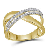 10kt Yellow Gold Womens Round Diamond Crossover Band Ring 3/8 Cttw