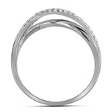 10kt White Gold Womens Round Diamond Crossover Band Ring 3/8 Cttw