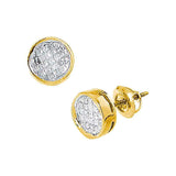 14k Yellow Gold Womens Princess Diamond Invisible-set Circle Screwback Stud Earrings 1/2 Cttw