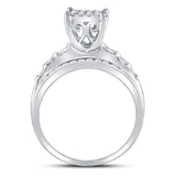 10kt White Gold Round Diamond Rectangle Cluster Bridal Wedding Engagement Ring 7/8 Cttw