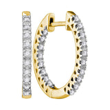 10kt Yellow Gold Womens Round Diamond Hoop Earrings 1/3 Cttw