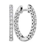 10kt White Gold Womens Round Diamond Hoop Earrings 1/3 Cttw