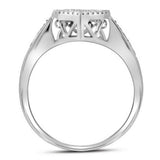 10kt White Gold Womens Round Diamond Teardrop Moving Solitaire Ring 3/8 Cttw