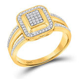 10kt Yellow Gold Womens Round Diamond Square Cluster Ring 1/6 Cttw