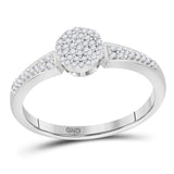 10kt White Gold Womens Round Diamond Circle Cluster Ring 1/6 Cttw