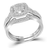 10kt White Gold Round Diamond Bridal Wedding Ring Band Set 1/3 Cttw