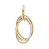 10kt Yellow Gold Womens Round Diamond Triple Joined Oval Pendant 1/6 Cttw