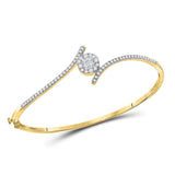 14kt Yellow Gold Womens Princess Diamond Bypass Bangle Bracelet 3/4 Cttw