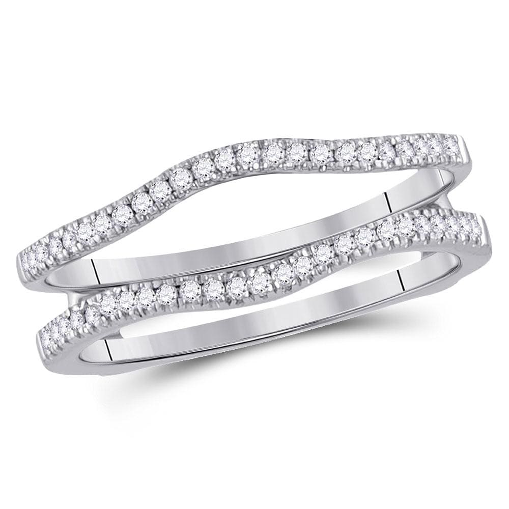 14kt White Gold Womens Round Diamond Ring Guard Wrap Solitaire Enhancer Band 1/4 Cttw