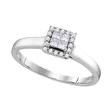 10kt White Gold Womens Princess Diamond Cluster Ring 1/4 Cttw