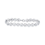Sterling Silver Womens Round Diamond Fashion Bracelet 1/6 Cttw