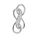 Sterling Silver Womens Round Diamond Triple Infinity Pendant 1/10 Cttw