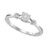 Sterling Silver Round Diamond Solitaire Bridal Wedding Engagement Ring 1/10 Cttw