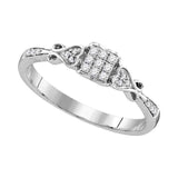 Sterling Silver Round Diamond Cluster Bridal Wedding Engagement Ring 1/6 Cttw