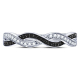 Sterling Silver Womens Round Black Color Enhanced Diamond Woven Band Ring 1/6 Cttw