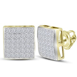 14kt Yellow Gold Womens Princess Diamond Square Cluster Earrings 2 Cttw
