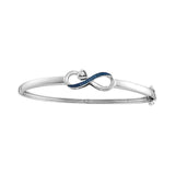 10kt White Gold Womens Round Blue Color Enhanced Diamond Infinity Bangle Bracelet 1/20 Cttw