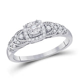 Sterling Silver Round Diamond Heart Bridal Wedding Engagement Ring 1/5 Cttw