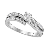 Sterling Silver Round Diamond Solitaire Bridal Wedding Engagement Ring 1/5 Cttw