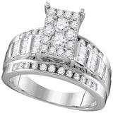 10kt White Gold Round Diamond Cluster Bridal Wedding Engagement Ring 7/8 Cttw Size 10