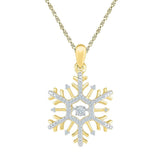 10kt Yellow Gold Womens Round Diamond Snowflake Winter Cluster Pendant 1/6 Cttw