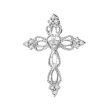 10kt White Gold Womens Round Diamond Heart Cross Religious Pendant 1/6 Cttw
