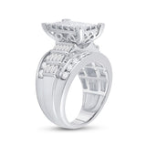 10kt White Gold Princess Diamond Cluster Bridal Wedding Engagement Ring 3 Cttw