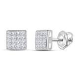 14kt White Gold Womens Princess Diamond Square Earrings 3/8 Cttw