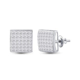 14kt White Gold Womens Princess Diamond Square Cluster Earrings 2 Cttw