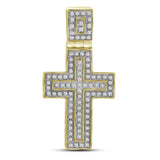 10kt Yellow Gold Mens Round Diamond Layered Cross Charm Pendant 1/4 Cttw
