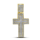 10kt Yellow Gold Mens Round Diamond Roman Cross Charm Pendant 1/2 Cttw