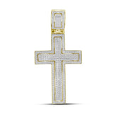 10kt Yellow Gold Mens Round Diamond Roman Cross Religious Charm Pendant 7/8 Cttw
