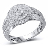 14kt White Gold Womens Round Diamond Cluster Double Halo Ring 1 Cttw