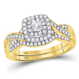 14kt Yellow Gold Womens Princess Diamond Bridal Wedding Engagement Ring Band Set 1/2 Cttw