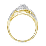 14kt Yellow Gold Round Diamond Swirl Bridal Wedding Ring Band Set 1 Cttw