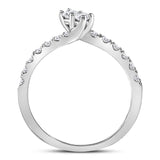 14kt White Gold Round Diamond 2-stone Bridal Wedding Engagement Ring 1/2 Cttw